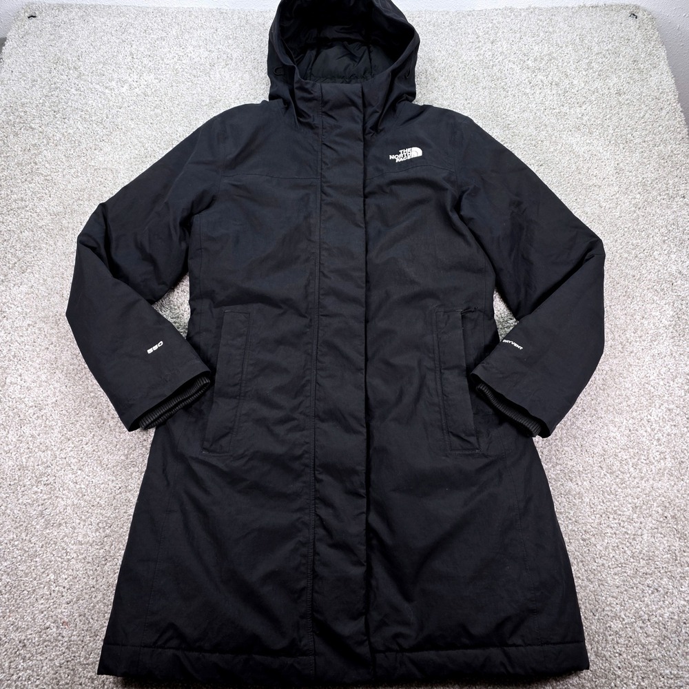 The North Face Womens Arctic Parka 550 Down DryVent Hooded Jacket Black Medium